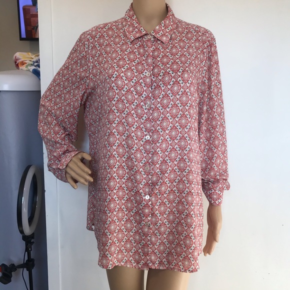 FOXCROFT Patterned Button Front Blouse 16 - Picture 2 of 7